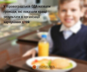 У Кіровоградській ОДА назвали громади, які показали кращі результати в організації харчування дітей