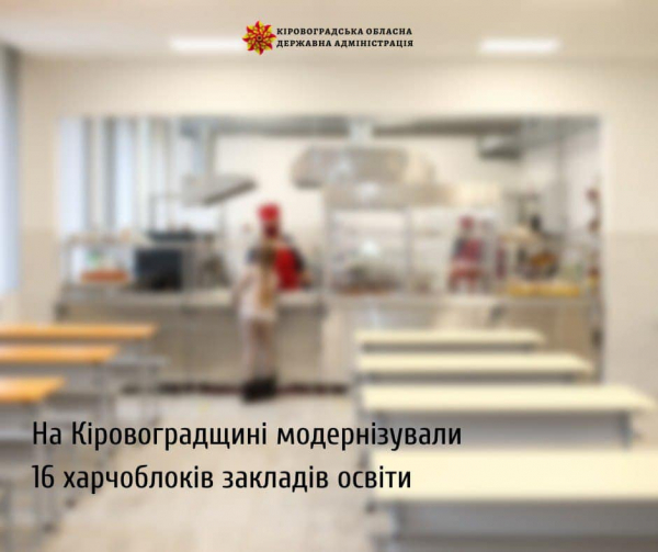 На Кіровоградщині модернізували 16 харчоблоків закладів освіт